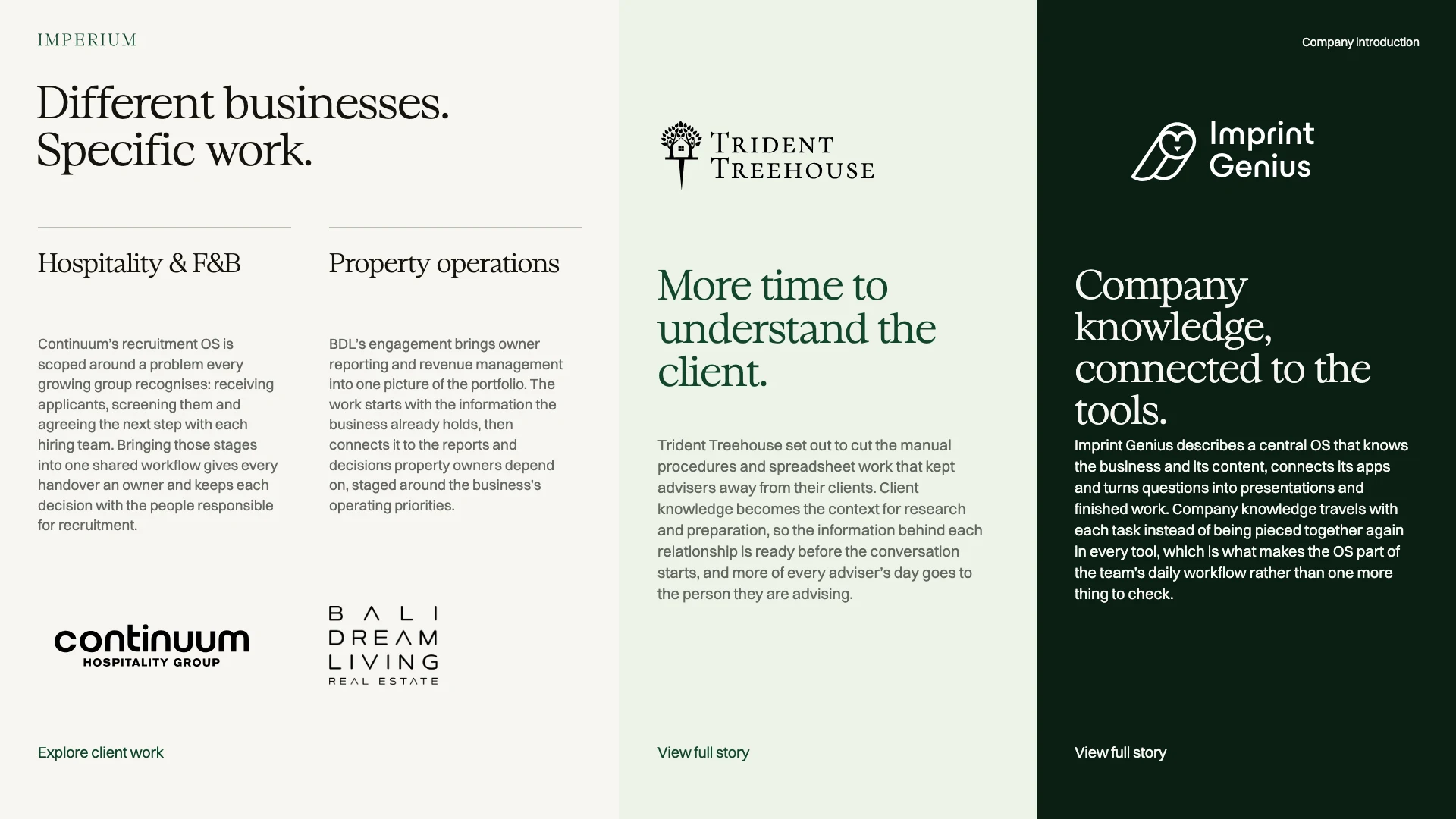 Slide 6: Different businesses. Specific work.