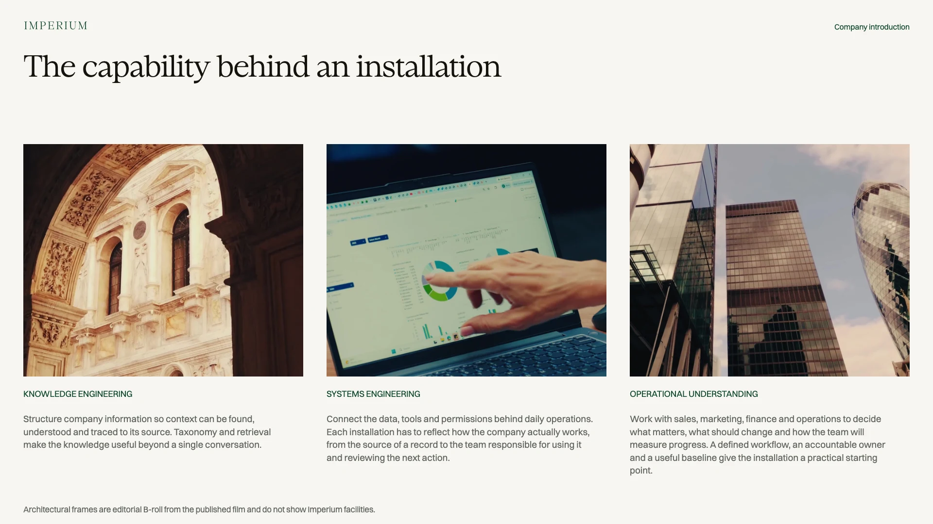 Slide 20: The capability behind an installation