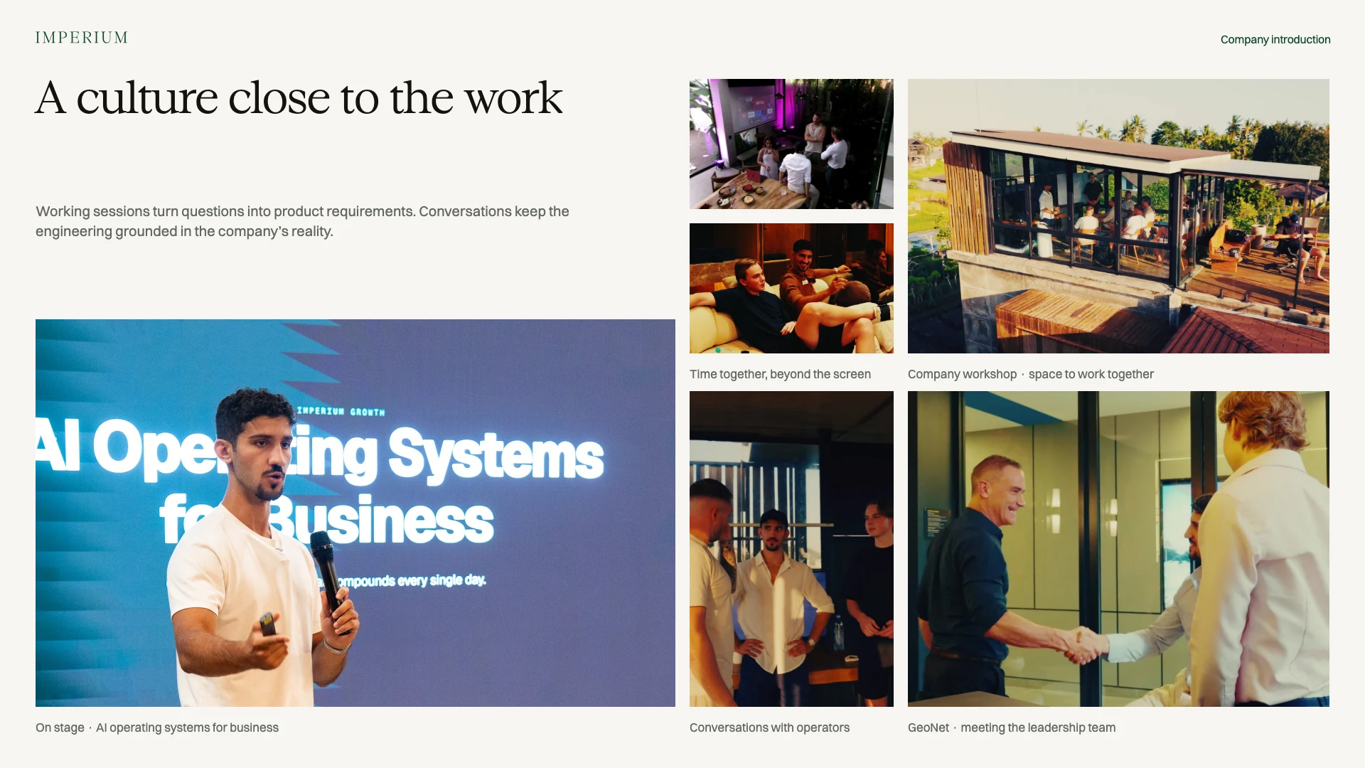Slide 32: A culture close to the work